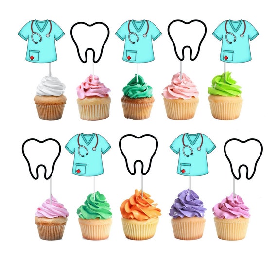 Dental Cupcake Toppers Nurse Party Supplies for Birthday and Etsy