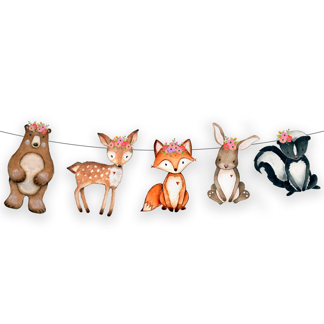 InMemory Greenery Woodland Baby Boys Backdrop - Fox Bear Animals Safari Jungle Baby Shower Party Decorations Banner & Photo Booth Supplies - 10x7ft