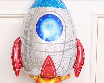 Rocket Foil Balloon for Birthday Decorations or Baby Shower Space Party Theme Mylar Balloon