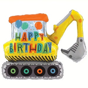 Giant Construction Excavator Foil Balloon - Perfect for Kids&#39; Construction-Themed Birthday Parties