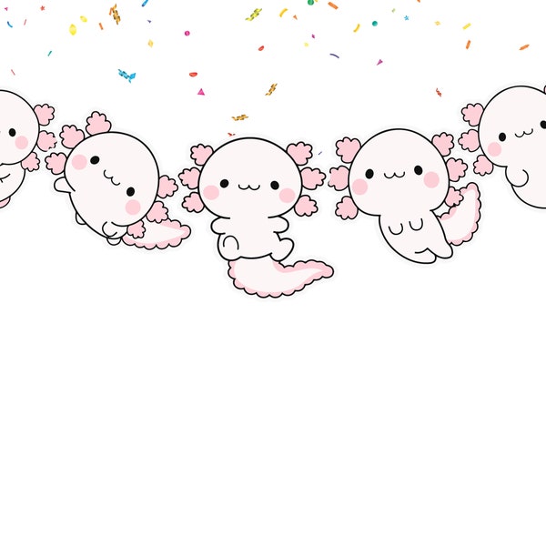 Axolotl Birthday Banner Cute Axolotls Party Supplies | Birthday Decorations for Cute Pink Ocean Animals Theme