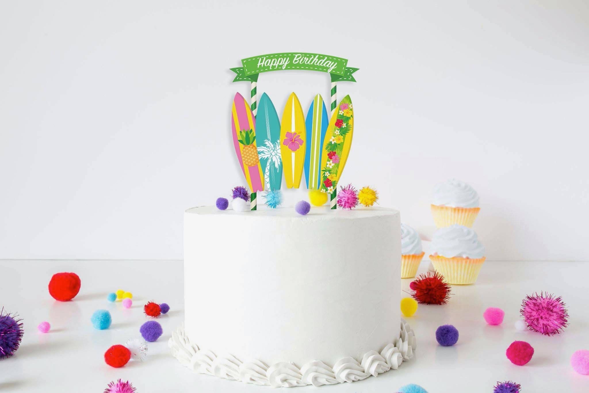 Surfboards Cake Topper for Kids Surf Birthday Party Supplies Etsy