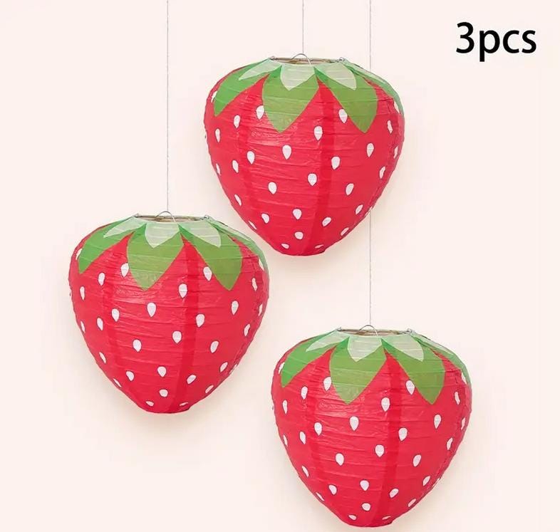 20 Pcs Strawberry Hanging Decorations - Ceiling Swirl Streamers For Birthday Parties & Baby Showers