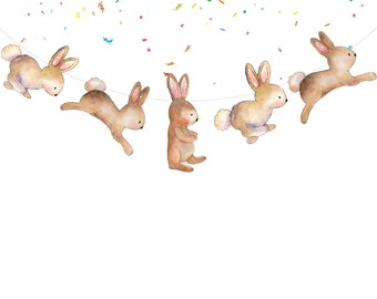 Bunny Birthday Banner Little Bunnies Theme Party Supplies | Baby Shower, Birthday Decorations for Rabbit | Bunny Theme