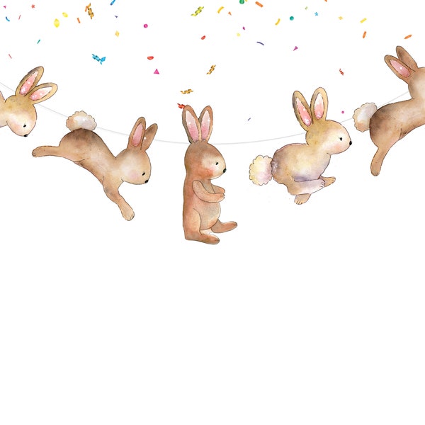 Bunny Birthday Banner Little Bunnies Theme Party Supplies | Baby Shower, Birthday Decorations for Rabbit | Bunny Theme