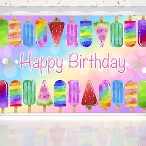 5x3FT Popsicle Backdrop for Birthday Party Decoration. Ice Cream Background for Birthday, Sweets Photo Banner Pool Party for Kids