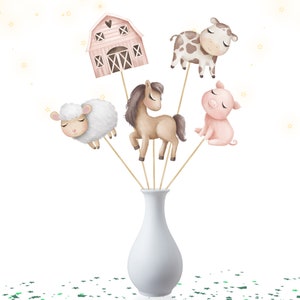 5 Pcs Large Boho Farm Centerpieces for Girls | Farm Animals Baby Shower , Birthday Party Supplies | Barnyard Farm Animals Table Decorations