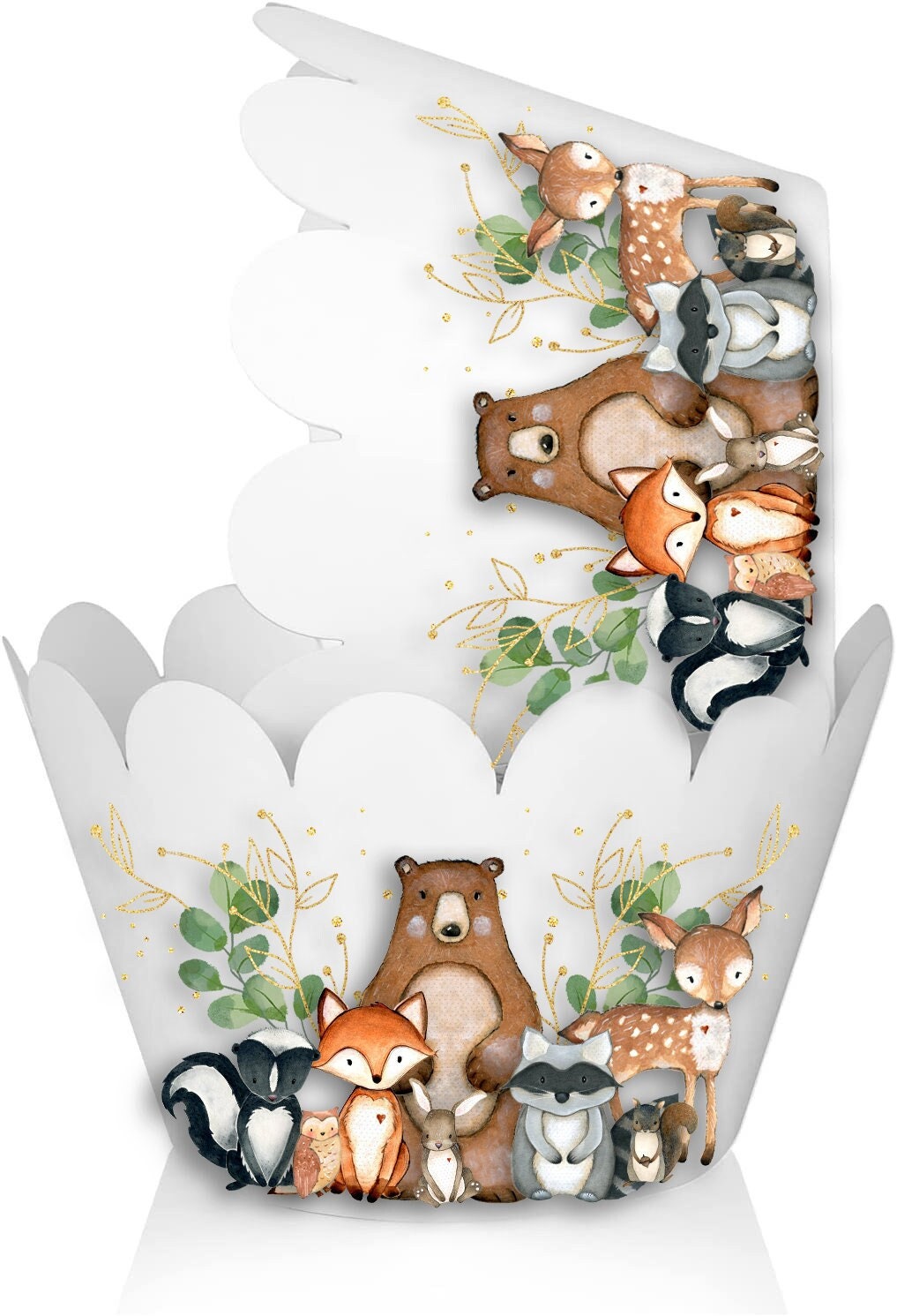 10 Pcs Woodland Animals Cupcake Wrappers Forest Cupcake Cups for Birthday Baby Shower Party Supplies Animals Theme Birthday
