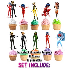 10 pcs Miraculous Ladybug Cupcake Toppers Adorable Party Decorations for Miraculous-Themed Celebrations image 4