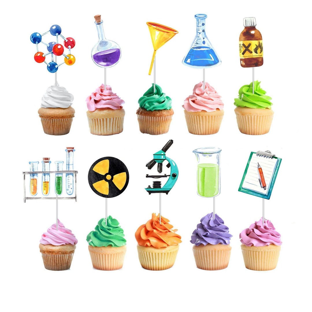 Science Cupcake Toppers Science Lab Party Supplies for Birthday and Etc
