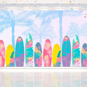 5x3FT Surf Backdrop for Baby Shower Party Decoration. Summer Surfboard Theme Party Supplies Background | Photo Banner .