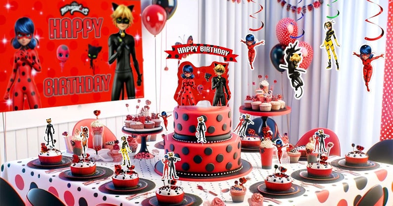 10 pcs Miraculous Ladybug Cupcake Toppers Adorable Party Decorations for Miraculous-Themed Celebrations image 5