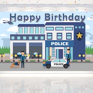 5x3FT Police Backdrop for Birthday Party Decorations . Police Sheriff Background for Birthday, Photo Banner .
