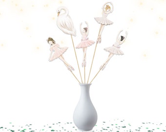 Set of 5 Ballerina Centerpieces for Baby Shower and Birthday - Ballet Party Decor