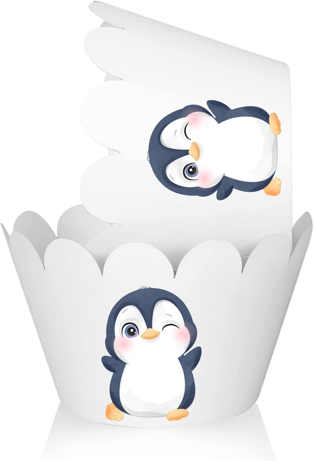 10 Pcs Penguin Cupcake Wrappers Winter Cupcake Cups for Birthday Baby Shower Party Supplies Penguins Ocean Theme Birthday