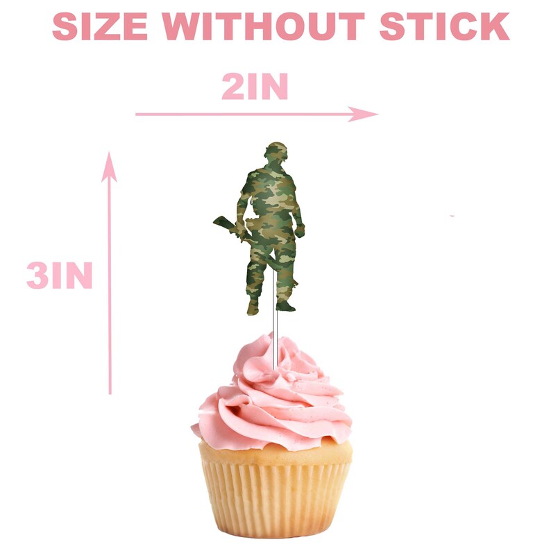 Army Cupcake Toppers Military Party Supplies for Birthday Etsy