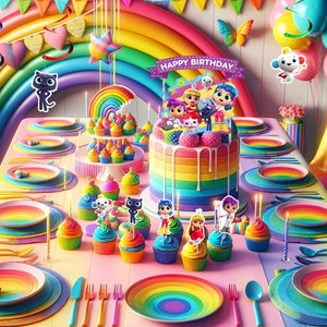 True and The Rainbow Kingdom Tableware Party Plate Pack Of 8 23cm Diameter main image 1