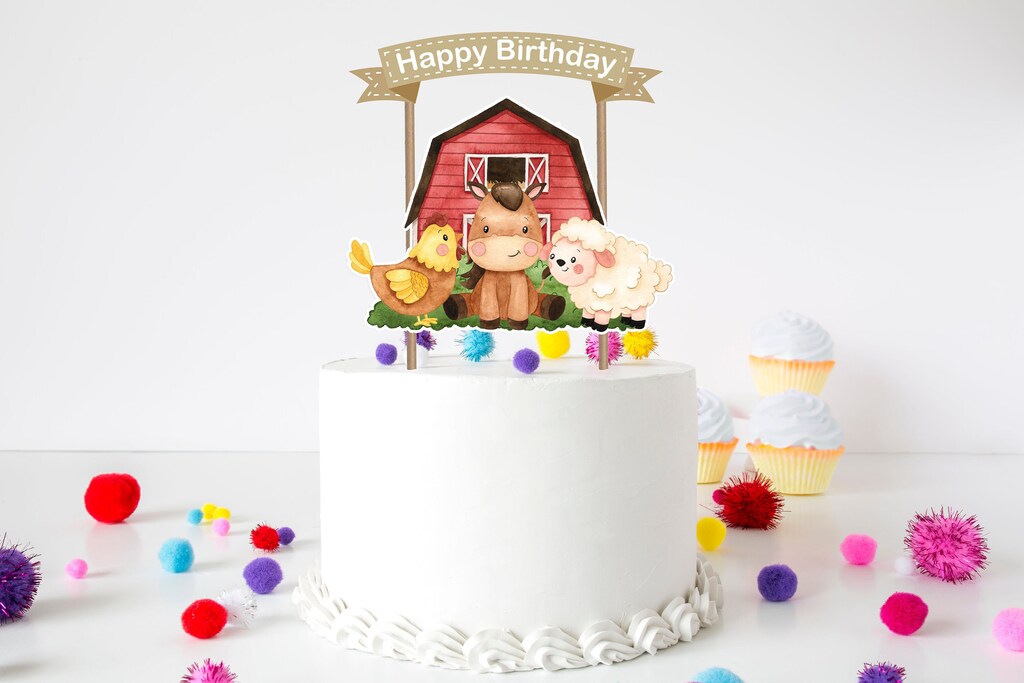Decorazioni Per Torta Animali Della Fattoria - 8 Pezzi In Ceramica, Topper Per Compleanno E Cupcake, Tema Fattoria Per Feste Autunnali E Bambini