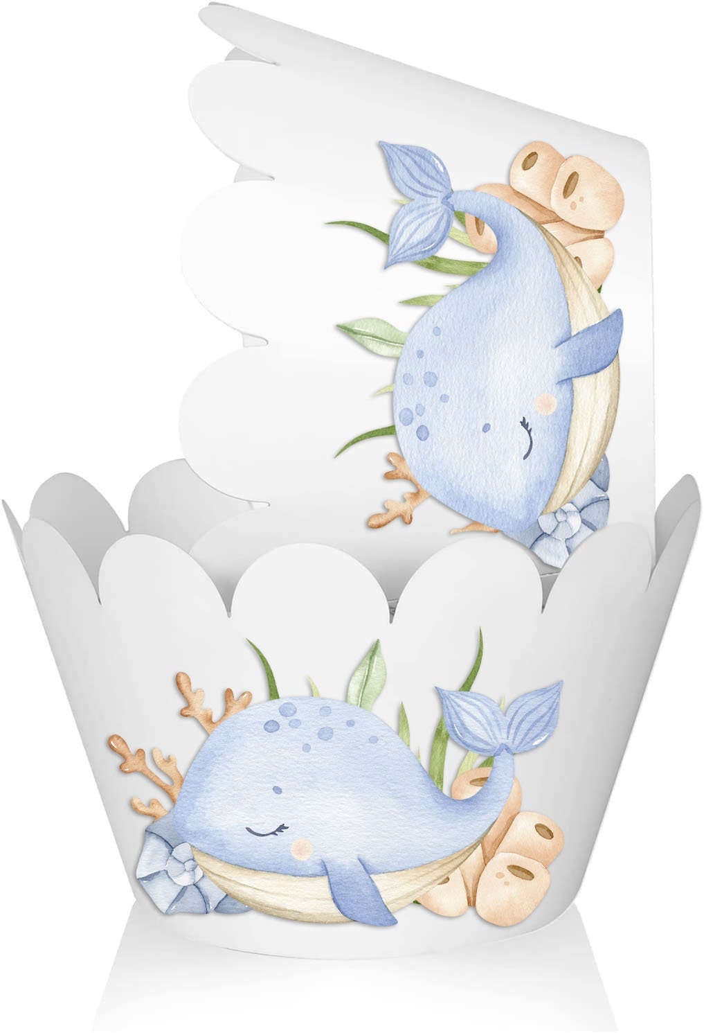 10 Pcs Whale Cupcake Wrappers Under The Sea Cupcake Cups for Birthday Baby Shower Party Supplies Whales Theme Birthday
