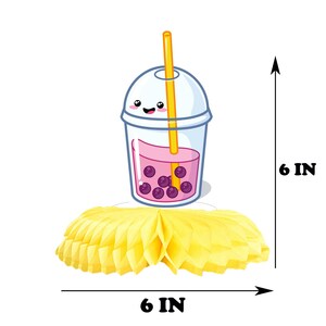 Boba Milk Tea Honeycomb Centerpieces - 5 Piece Set For Party Decorations, Easy DIY Table Decor - View #9