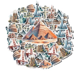 World Landmarks Sticker Set, Iconic Global Sights 20pcs