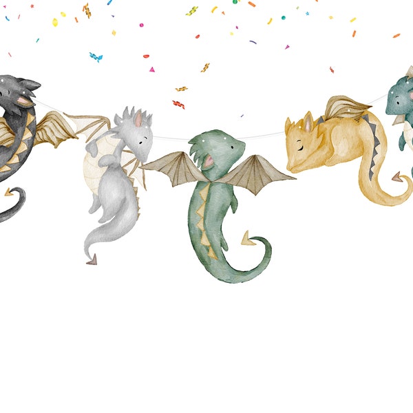 Cute Dragons Birthday Banner Baby Dragon Theme Party Supplies | Birthday Decorations for Dragons Theme