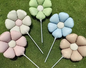 5 pcs Daisy Flowers Balloon - Pastel Aluminum Balloons for Spring Celebrations, Baby Showers, and Garden Parties