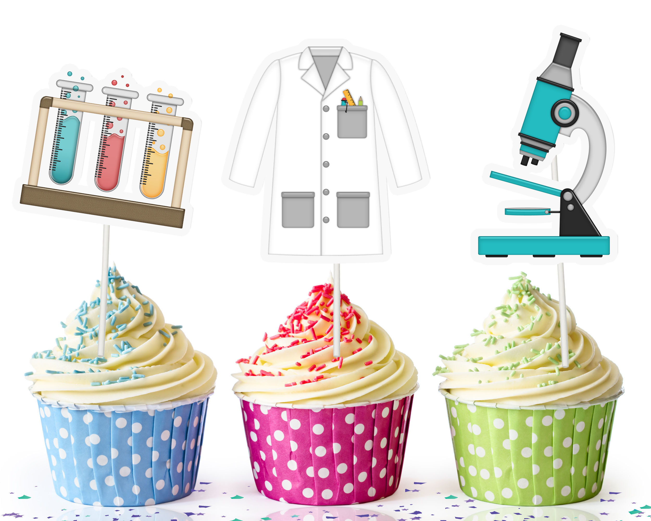 Set Decorazioni Festa Di Compleanno A Tema Biologia - 51 Pezzi Con Striscione, Topper Torta, 12 Topper Cupcake E 18 Palloncini - Scienza Per Bambini