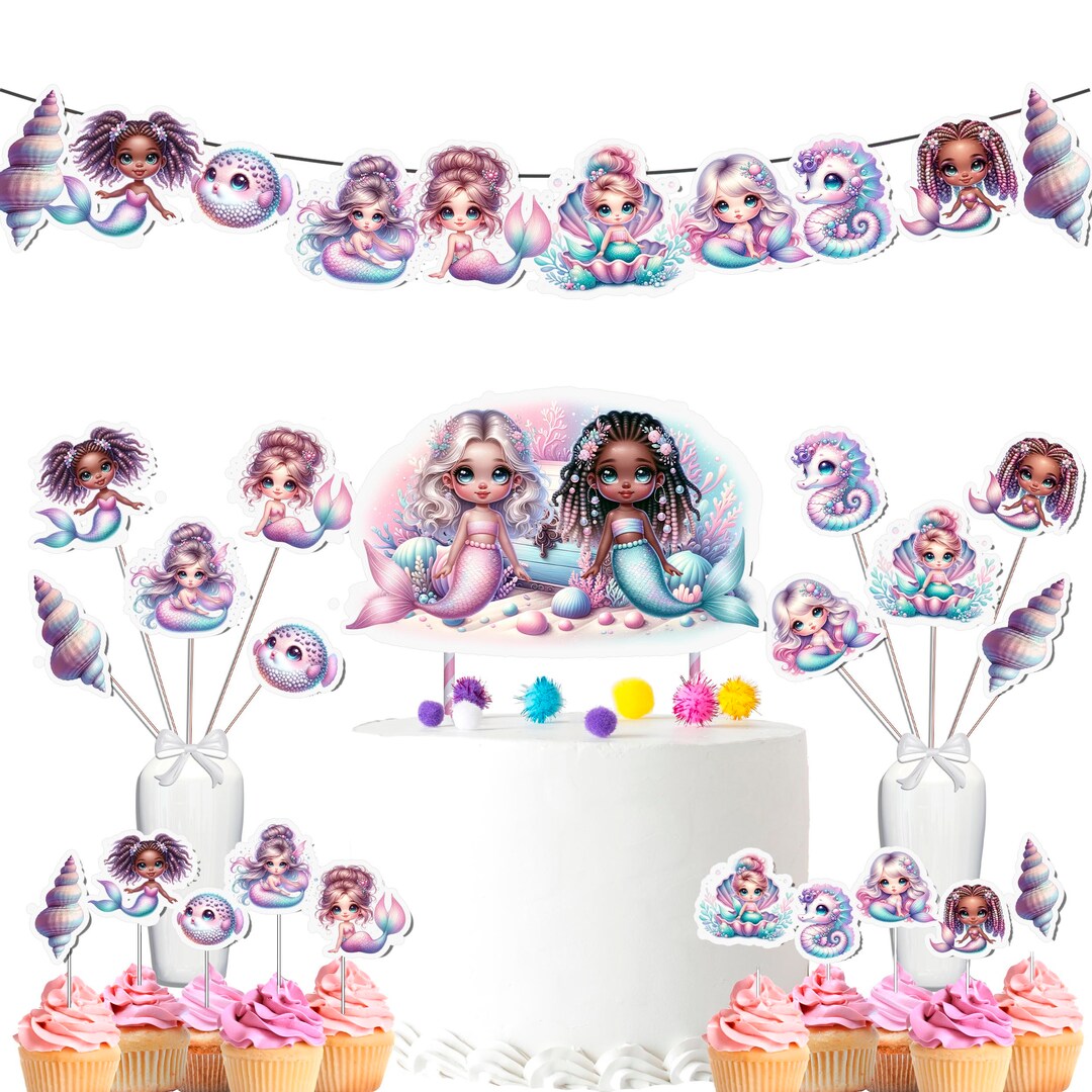 Meerjungfrau 6. Geburtstag Dekoration Set – Mit Banner, Luftballons, Cake Toppers, Für Mädchen-Party