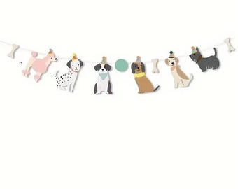 Whimsical Animal Birthday Banner, Multicolor Paper Garland with Dogs and Cats, Festive Party Decor for Kids