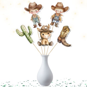 5 Pcs Rustic Cowboy Theme Table Centerpieces - Ideal for Western Baby Showers & Cowboy Birthday Parties