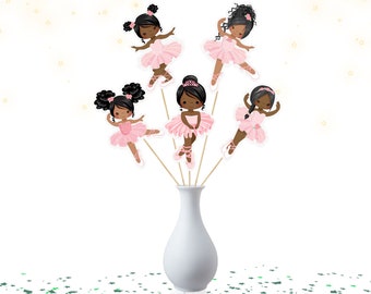 5 Pcs Large Afro Ballerina Centerpieces for Kids | Baby Shower , Birthday Afro Ballerina Party Supplies | Afro Ballerina Table Decorations