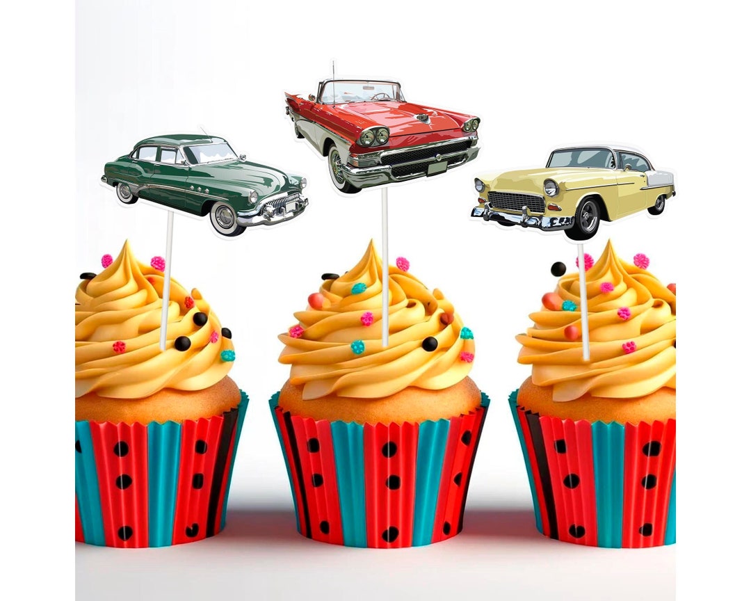 Vintage Classic Car Cupcake Toppers Classic Cars Party Supplies for ...