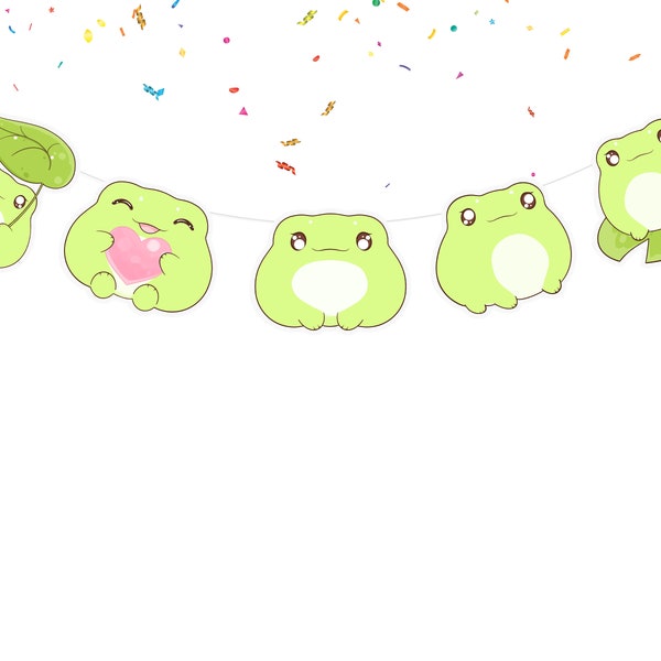 Cute Kawaii Frogs Birthday Banner Baby Frog Theme Party Supplies | Birthday Decorations for Frog Theme