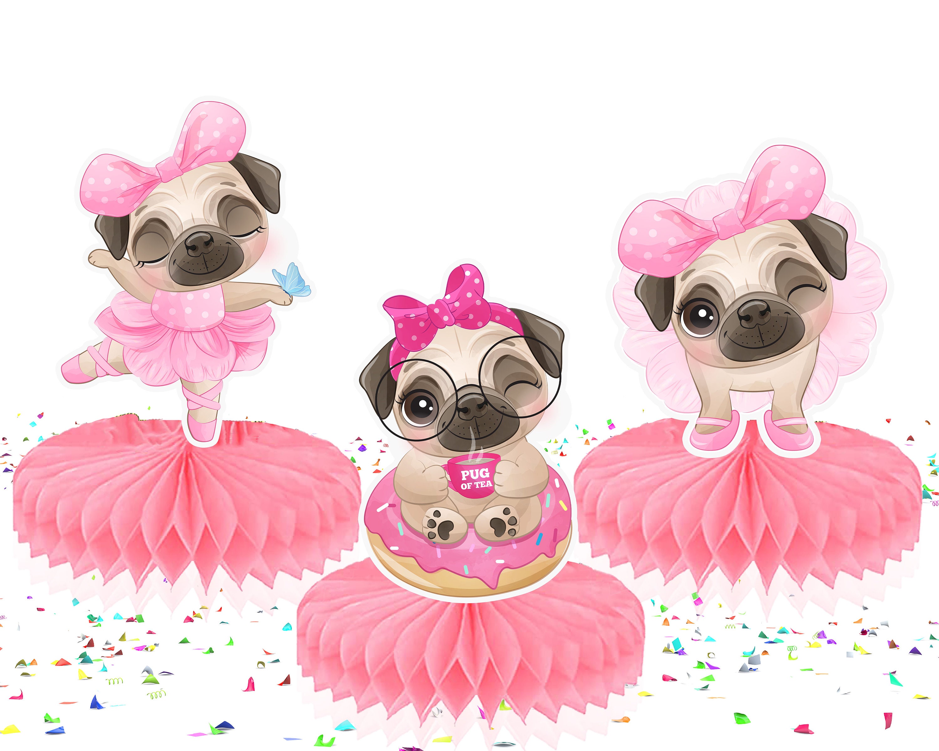 Centres De Table En Nid D'abeille Chien - Déco Thème Animaux Pour Fêtes Et Anniversaires