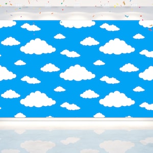 5x3FT Clouds Backdrop for Birthday Party Decoration. Sky Clouds Background for Birthdayn or Baby Shower Party