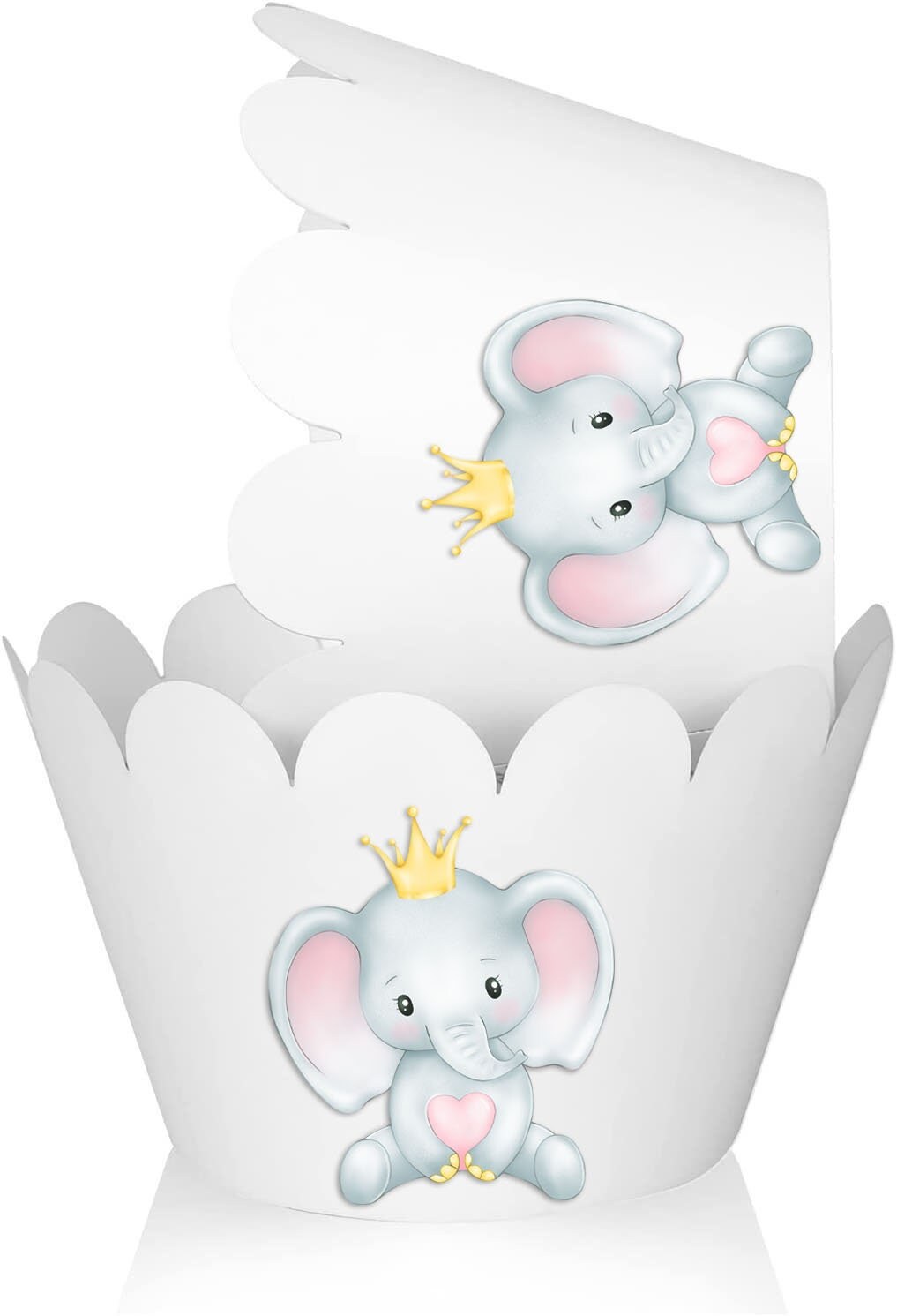 10 Pcs Elephant Cupcake Wrappers Girl Elephant Cupcake Cups for Birthday Baby Shower Party Supplies Pink Theme Birthday