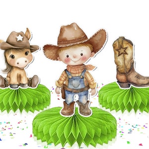 5 Pcs Rustic Cowboy Theme Honeycomb Decorations - Perfect for Western-Themed Baby Showers & Birthday Parties