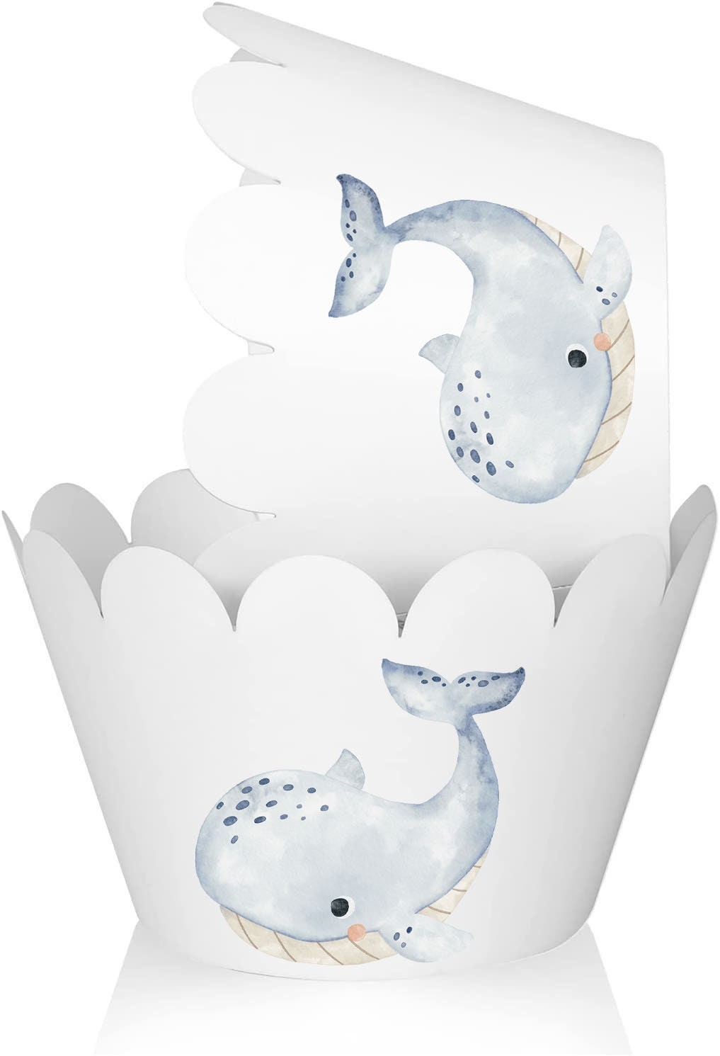 10 Pcs Whale Cupcake Wrappers Under The Sea Cupcake Cups for Birthday Baby Shower Party Supplies Whales Theme Birthday