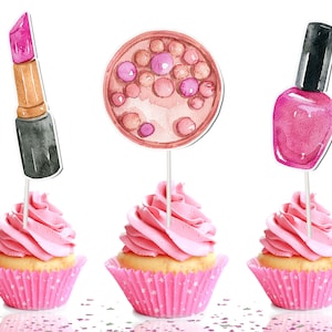10 Pcs Chic Makeup Cupcake Toppers - Perfect for Glam Baby Showers & Fashionista Birthday Parties