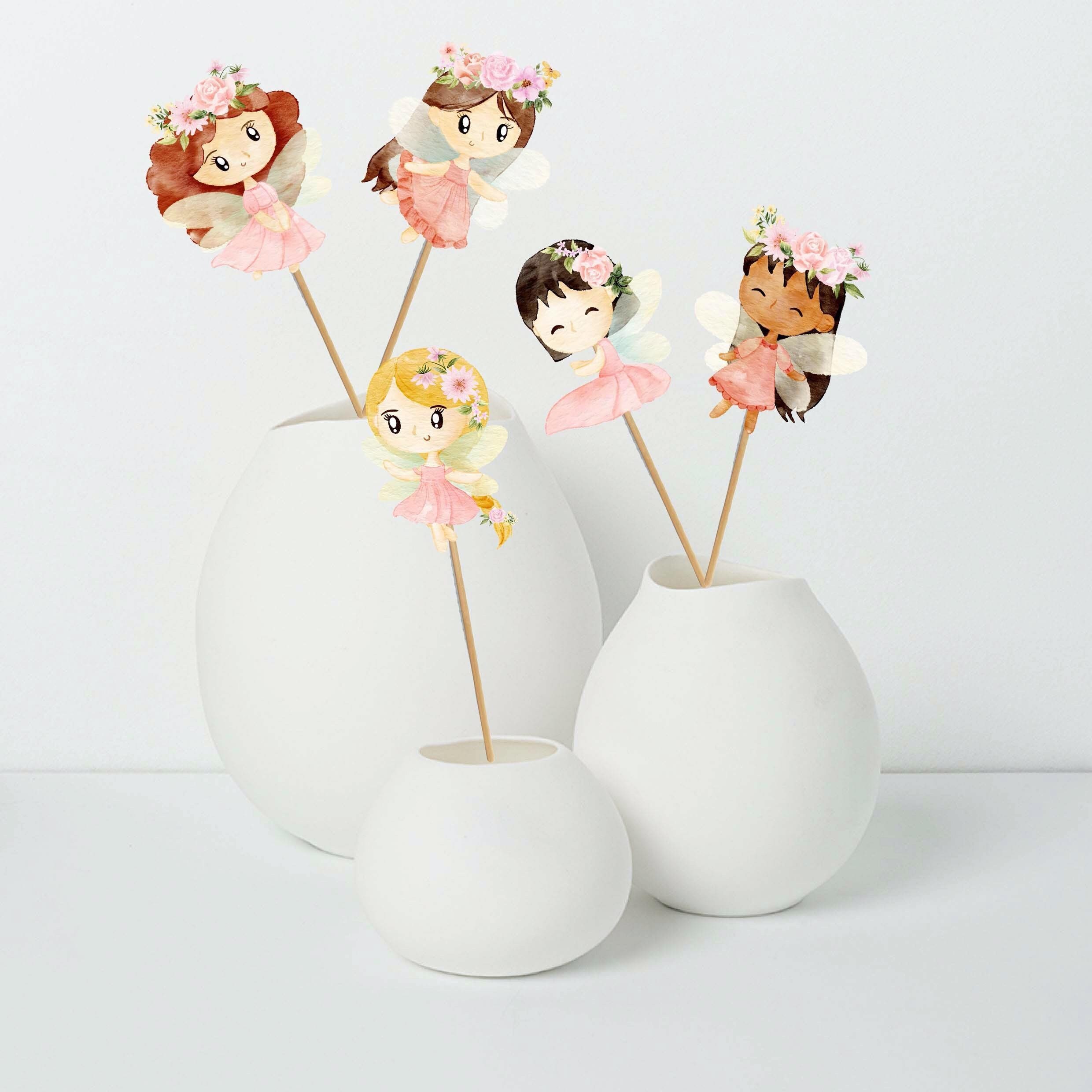 5 Pcs Large Fairy Centerpieces for Kids Garden Baby Shower 1st Birthday Fairies Party Supplies Fairies Table Decorations
