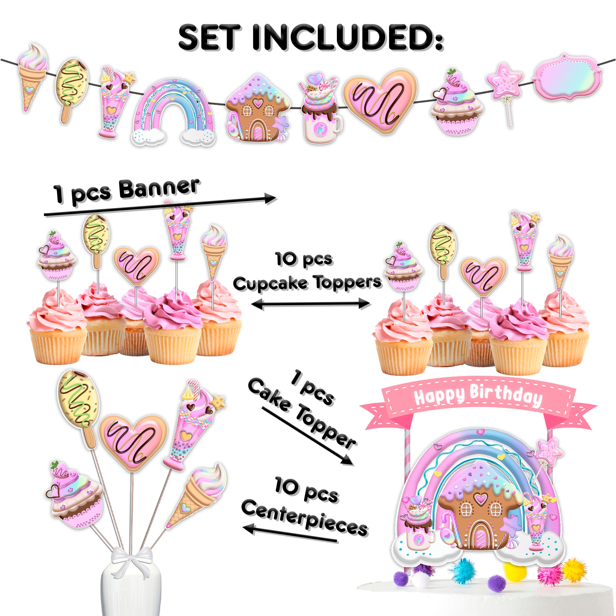 Candyland Birthday Party Decorations Set