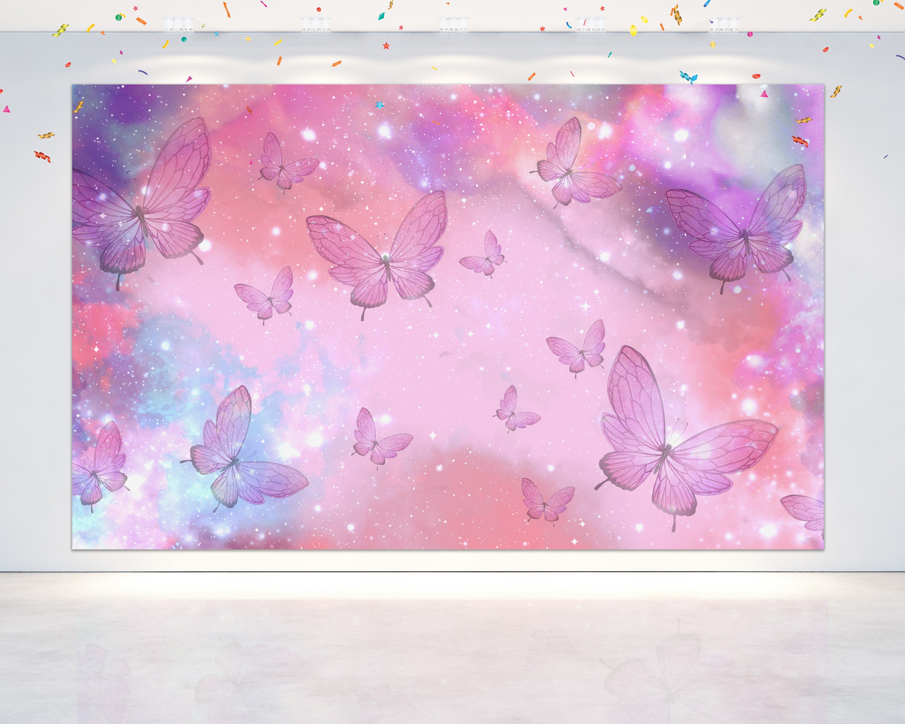 5x3ft Purple Butterflies Backdrop for Birthday and Etc Party Decoration. Butterfly  Background for Birthday. Pink Photo Banner . - Etsy, image size:3000x2400