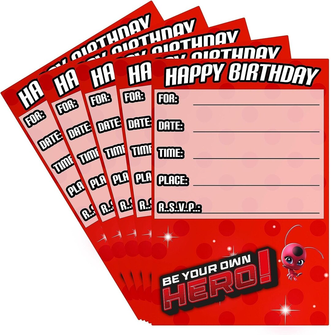 10 Miraculous Ladybug Invitation Cards - Invite the Magic of Ladybug to ...