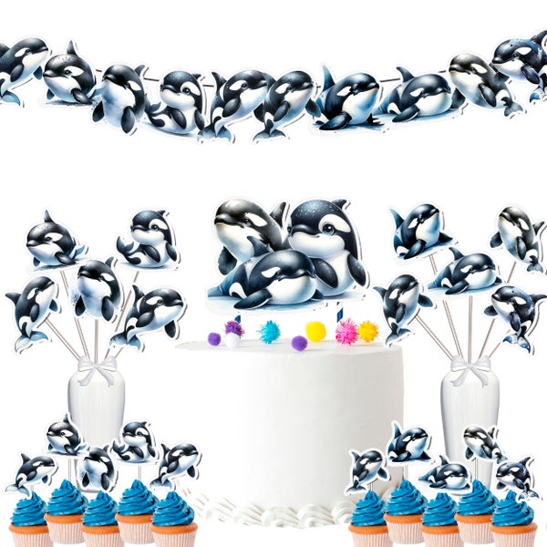 Orca Themed Party Decor Set - Majestic Ocean Fun for Birthdays & Baby Showers