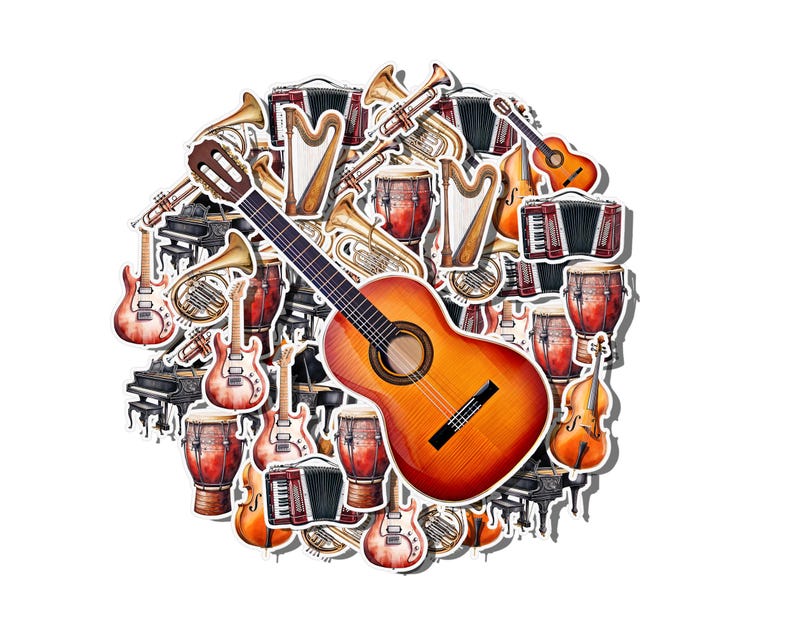 Musical Instrument Sticker Patch Musical Instruments Sticker Set – Classical & Folk Music Decal ...