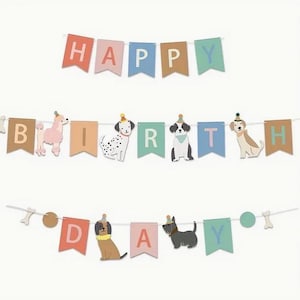 Dog-Themed Birthday Banner - Colorful Puppy Party Garland - Perfect for Pet Lovers&#39; Celebrations