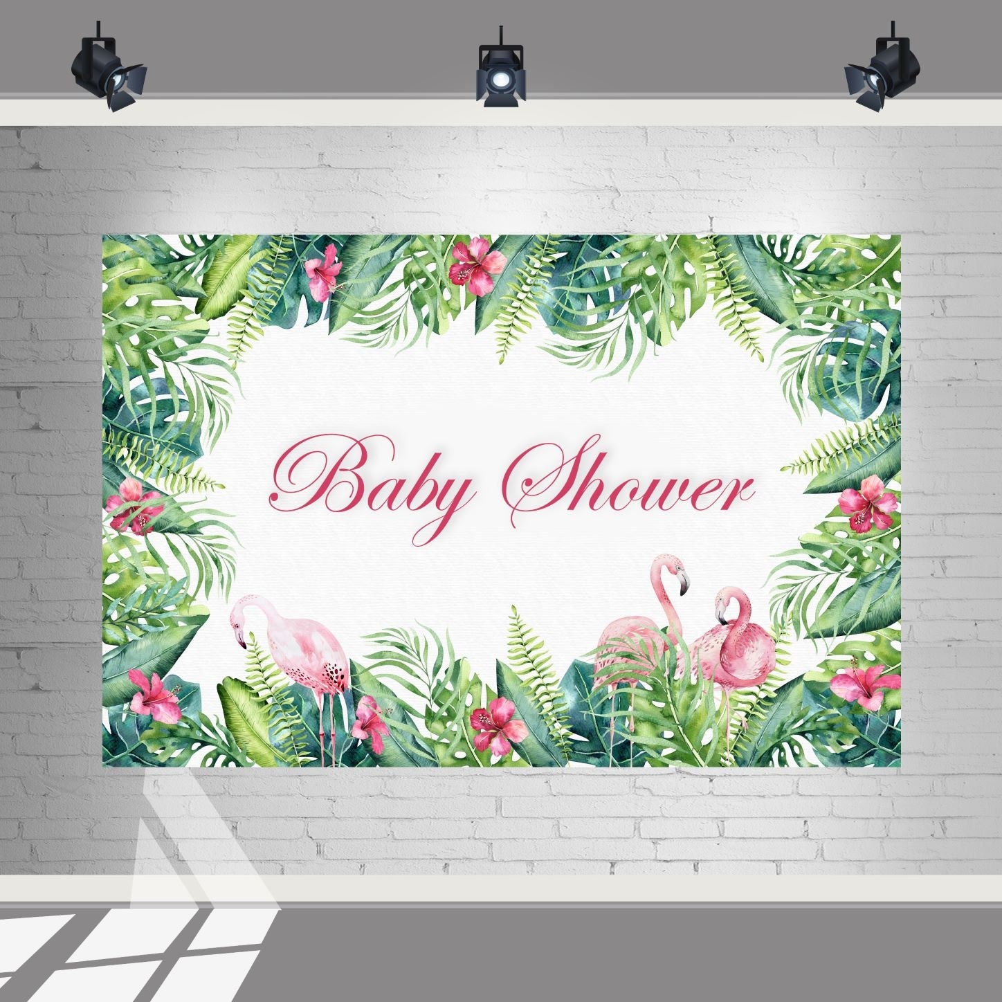 5x3FT Flamingo Party Backdrop for Baby Shower Party Decorations Tropical Theme Background for Baby Shower Photo Banner Pink