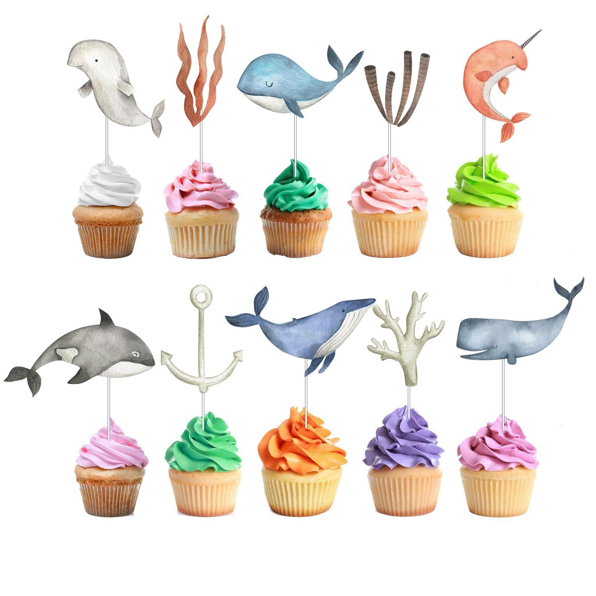 Whales Cupcake Toppers for Kids Under the Sea Baby Shower Etsy