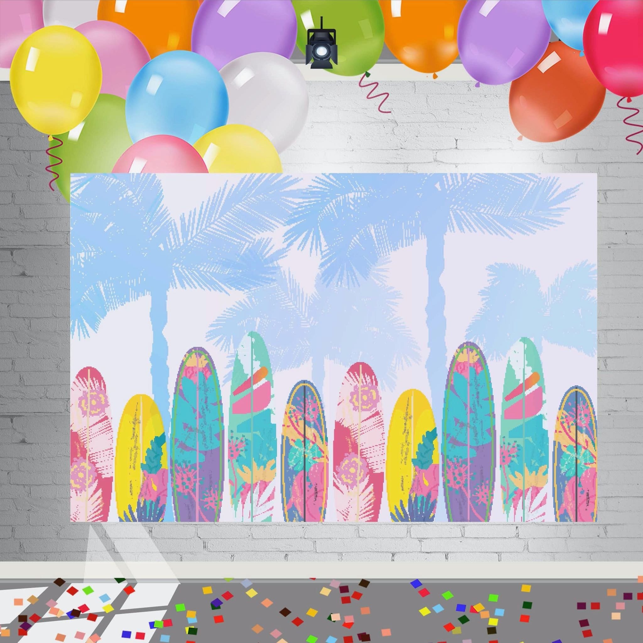 5x3FT Surf Backdrop for Baby Shower Party Decoration Summer Surfboard Theme Party Supplies Background Photo Banner